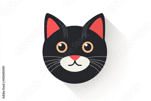 Obraz na płótnie black flat design cat icon on white background w salonie