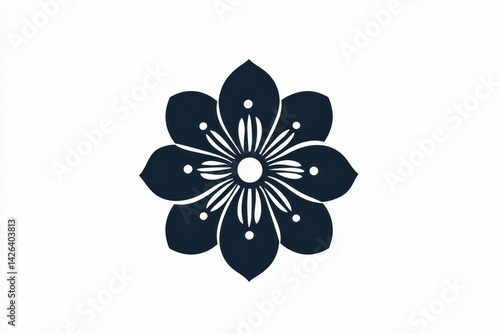 Obraz na płótnie black flat design flower icon on white background w salonie