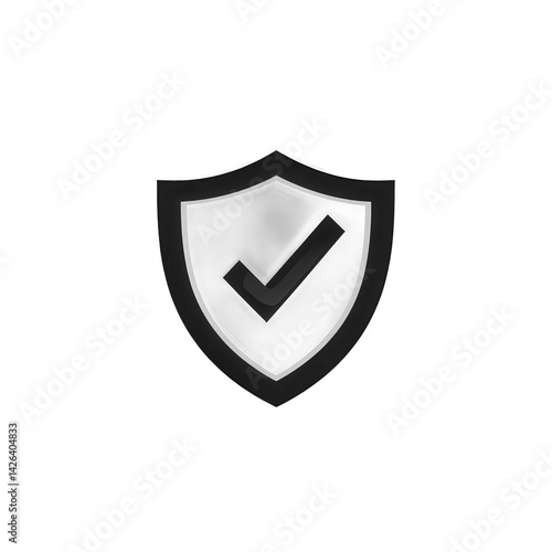 Free Download A sleek, modern shield emblem featuring a checkmark, symbolizing security and trust, set against a minimalistic background ideal for branding , isolated on white or transparent png - GFXLoad