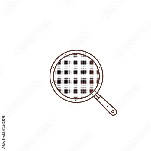 Kitchen sieve vector icon in minimalistic line art style  