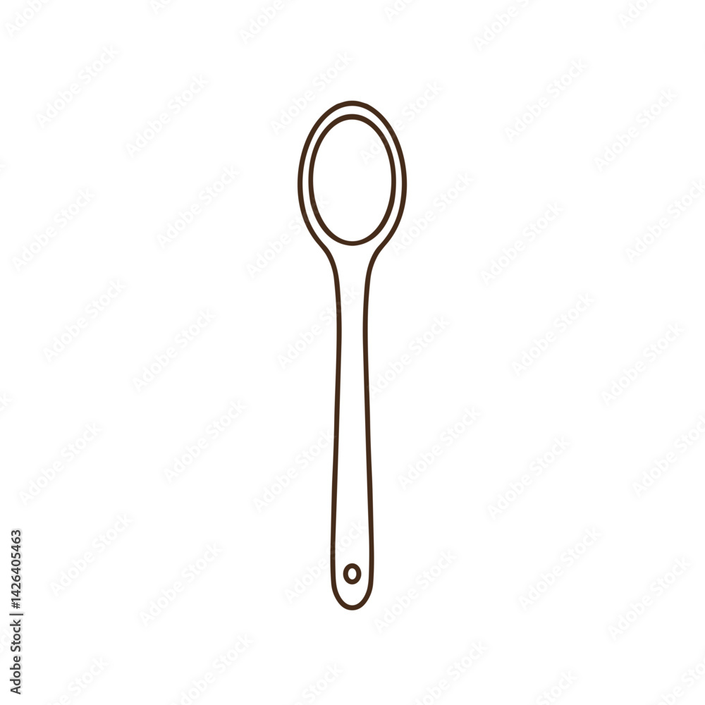 Line art spoon vector icon in minimal style on a white background  