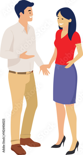 Happy Young Business Couple Talking and Smiling Together