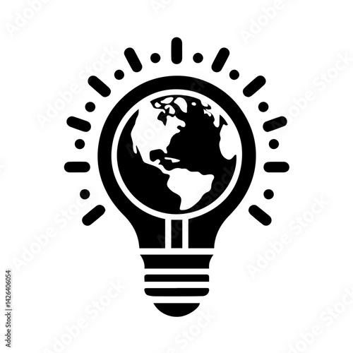 Earth Inside Illuminating Lightbulb with Innovative Rays in Black and White
A symbolic representation of global innovation and environmental solutions