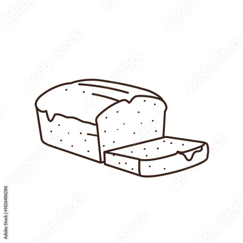 Bread loaf illustration with a slice cut  