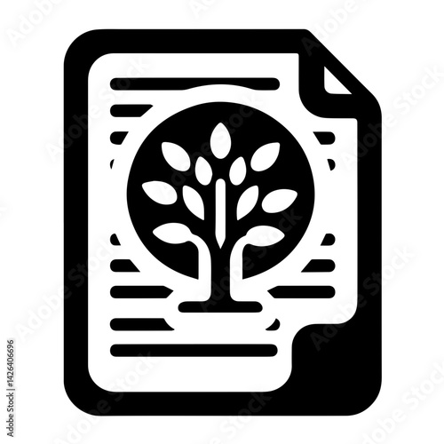 Tree of Knowledge Embedded in Circular Document Icon with Ecological Symbolism
