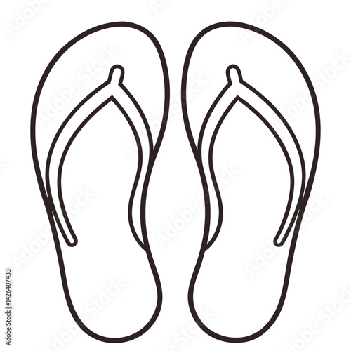 flip-flop or flip flop outline vector Illustration: perfect for beachwear and vacation themed designs
