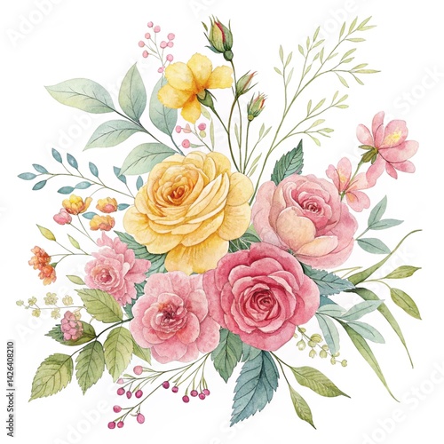 bouquet of roses on white