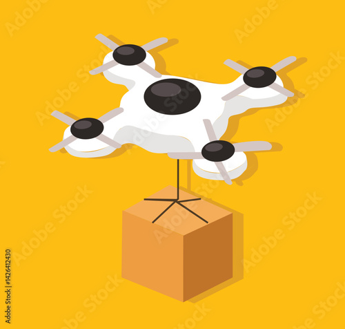 Delivery of a cardboard box drone by air. 