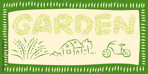 garden agriculture illustration sketch minimalist country eco natural growing plant icon line set