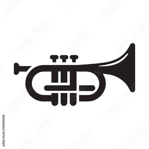Smooth Trumpet silhouette, defining the rhythm of jazz – Trumpet illustration – Minimalist Trumpet vector – Musical instrument silhouette

