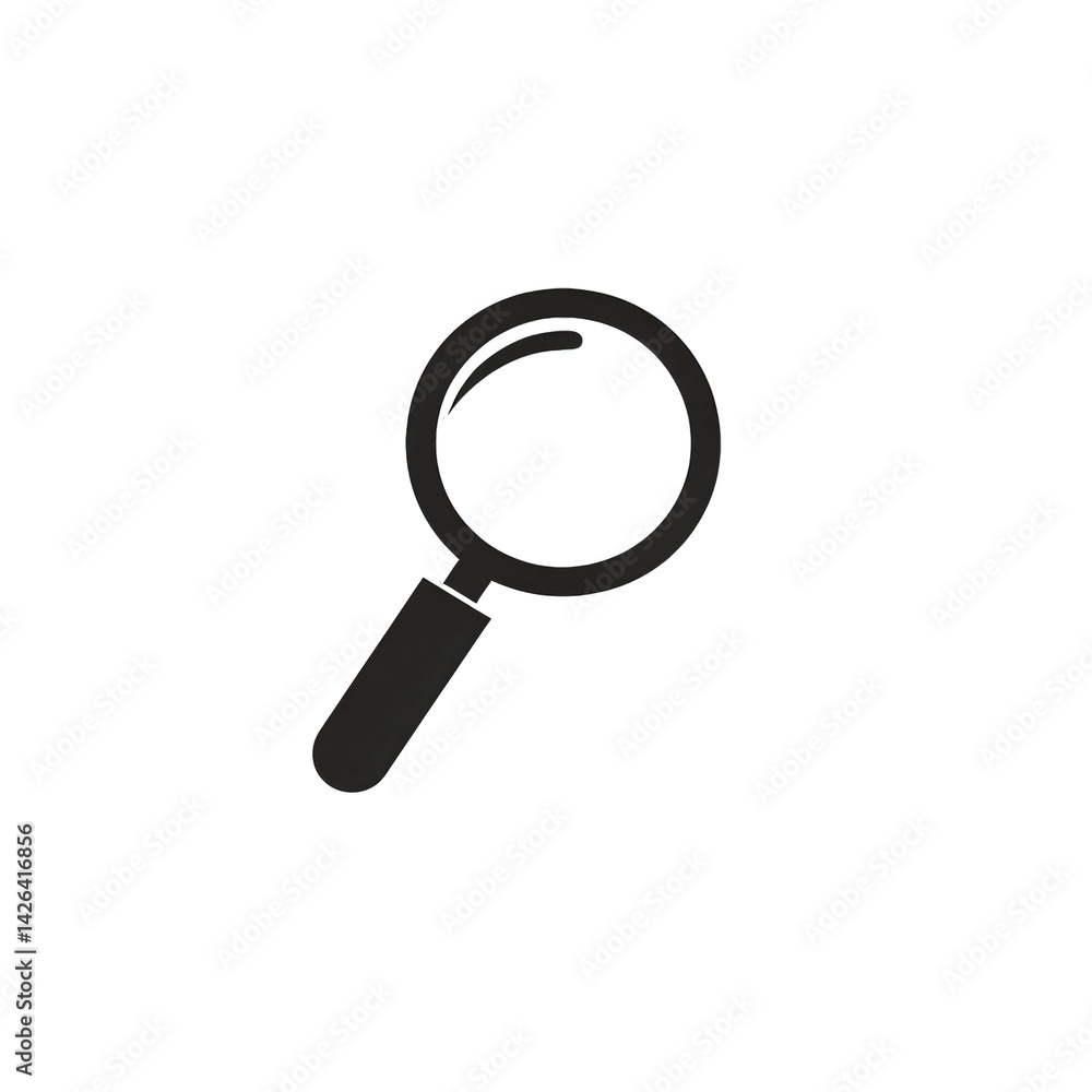 A simple magnifying glass icon representing search or analysis, set against a plain background, ideal for educational or informational content , isolated on white or transparent png A simple magnifying glass icon representing search or analysis, set against a plain background, ideal for educational or informational content , isolated on white or transparent png