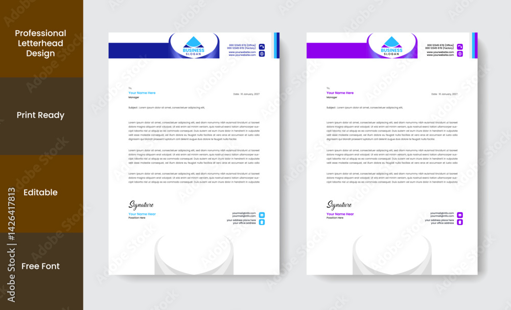 Obraz premium Professional Letterhead Design Template