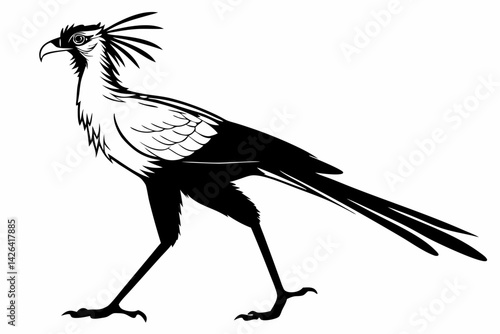 secretary bird sihouette black vector