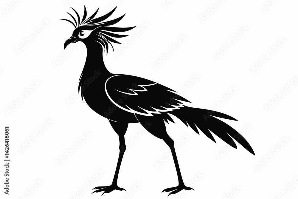 secretary bird sihouette black vector secretary bird sihouette black vector