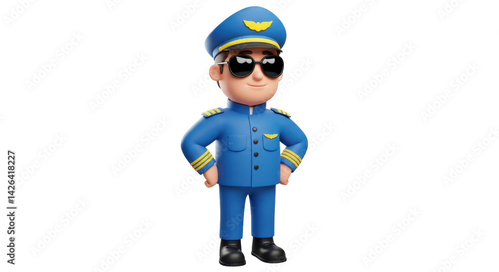 Cartoon Pilot in Uniform Cartoon Pilot in Uniform