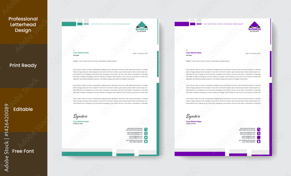 Obraz premium Professional Letterhead Design Template