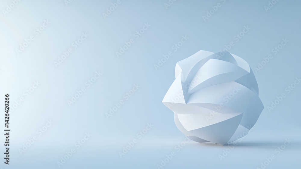 modern abstract sculpture with smooth, curved surfaces and minimalist design, set against soft blue background modern abstract sculpture with smooth, curved surfaces and minimalist design, set against soft blue background