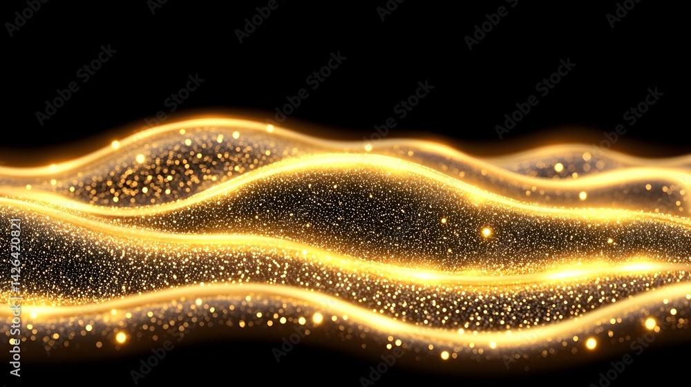 Golden glittering wave abstract background