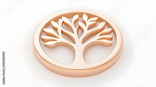 Obraz na płótnie Rose gold tree of life charm pendant, circular design, isolated on white w salonie