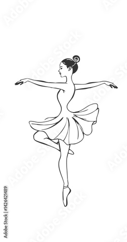 Illustration of Dancing Silhouette in Line Art Style for International Dance Day
