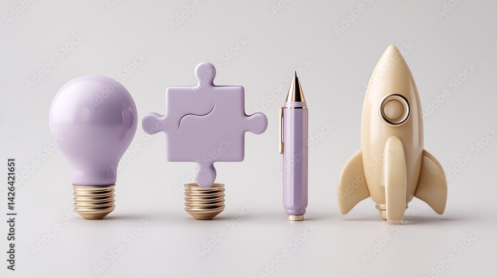 Concept of innovation, ideas, teamwork, launch, strategy and business start up Concept of innovation, ideas, teamwork, launch, strategy and business start up
