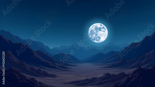 mountain landscape with moon