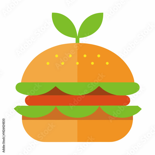 Vegan Plant-Based Burger Vector Illustration