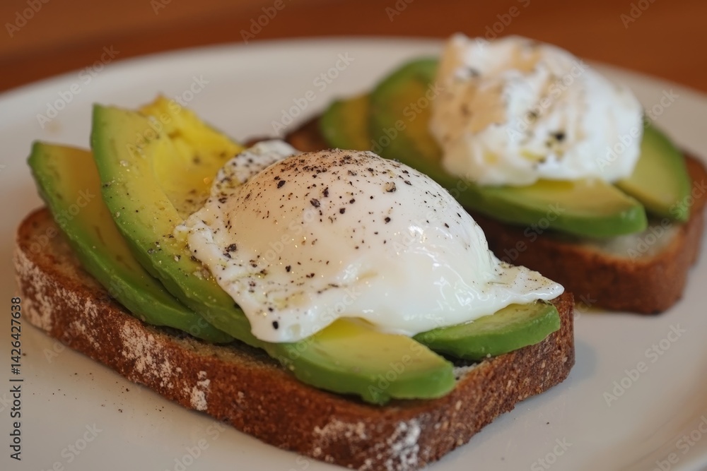 Avocado toast with poached egg.