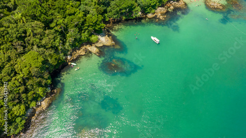 Bombinhas Beach in Santa Catarina. Aerial view taken with a drone. Brazil.