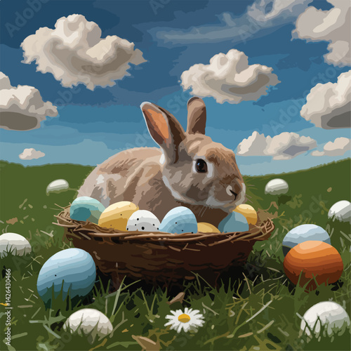 easter bunny in basket