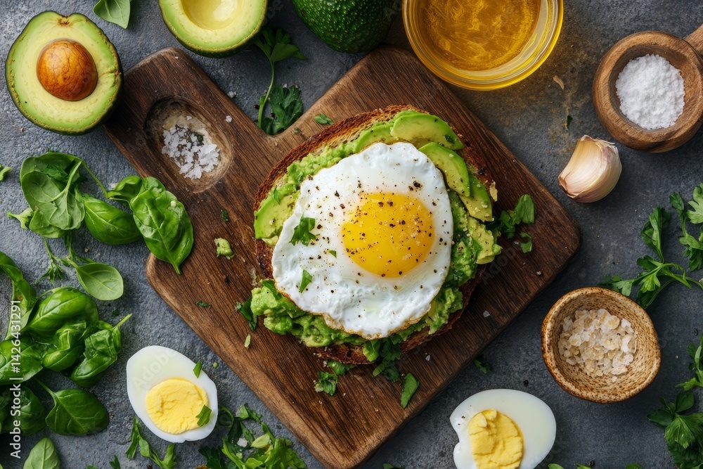 Avocado toast with poached egg.