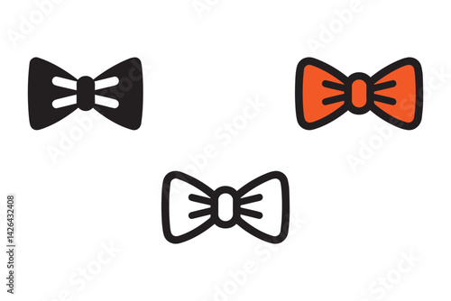 Cute bow tie icon. Bow tie silhouette on white background
