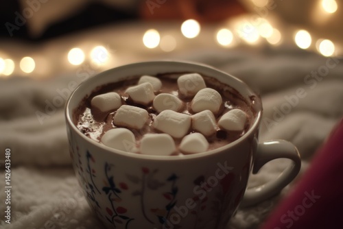 Obraz na płótnie Cup of hot chocolate with marshmallows. w salonie