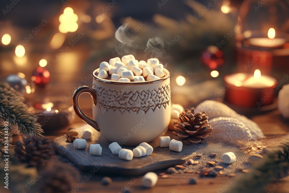 custom made wallpaper toronto digitalCup of hot chocolate with marshmallows.