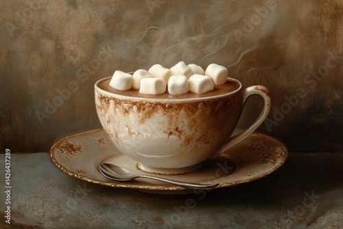 Obraz na płótnie Cup of hot chocolate with marshmallows. w salonie