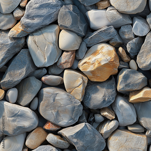 Obraz na płótnie Colorful gravel stones in various shades displaying unique textures and natural beauty w salonie