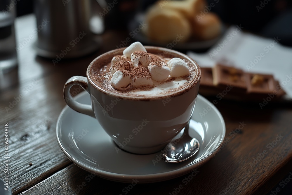Cup of hot chocolate with marshmallows.