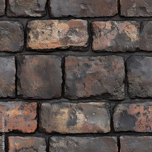 Obraz na płótnie Walls built with weathered bricks showcasing earthy tones and textures w salonie