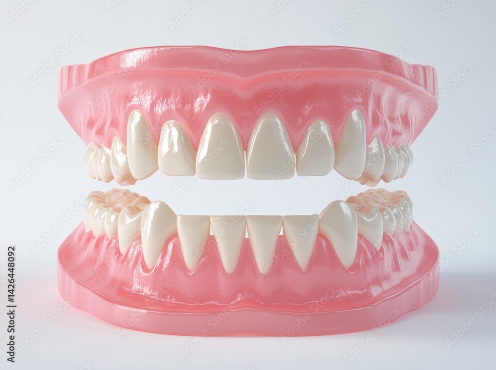 Obraz premium Aesthetic issue resulting from the loss of a central incisor tooth, depicted in a medically accurate 3D illustration of human teeth and denture concepts