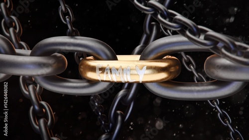 Family text on gold chain link