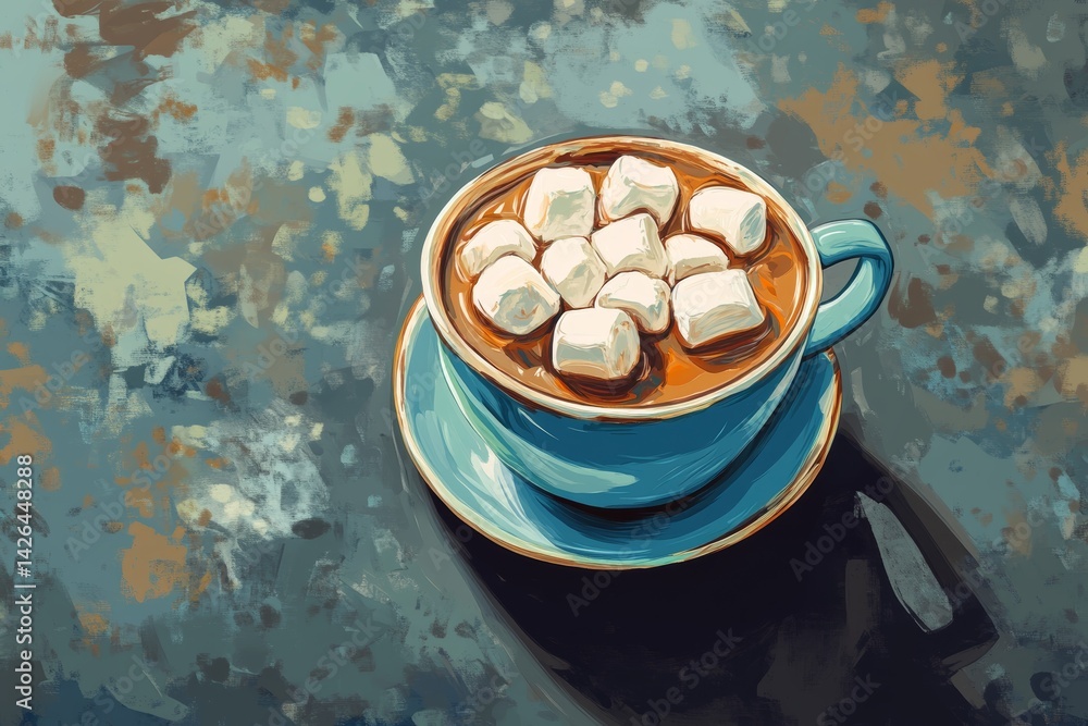 Cup of hot chocolate with marshmallows.