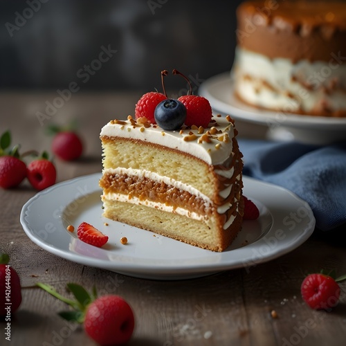 piece of cake on the plate