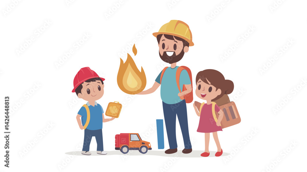 Using visual aids to teach children about fire safety, featuring educational illustrations, flames, warning signs, and parental guidance for learning emergency preparedness in a safe and engaging way Using visual aids to teach children about fire safety, featuring educational illustrations, flames, warning signs, and parental guidance for learning emergency preparedness in a safe and engaging way