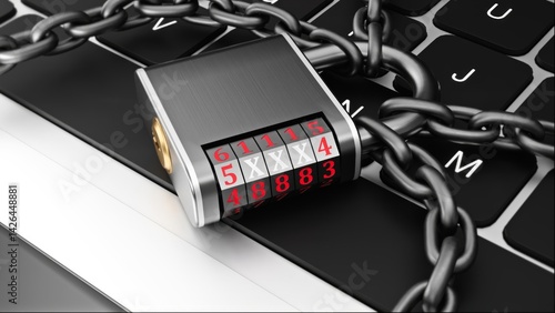 Login Computer Security Concept XXX Text with Lock and Chain 2