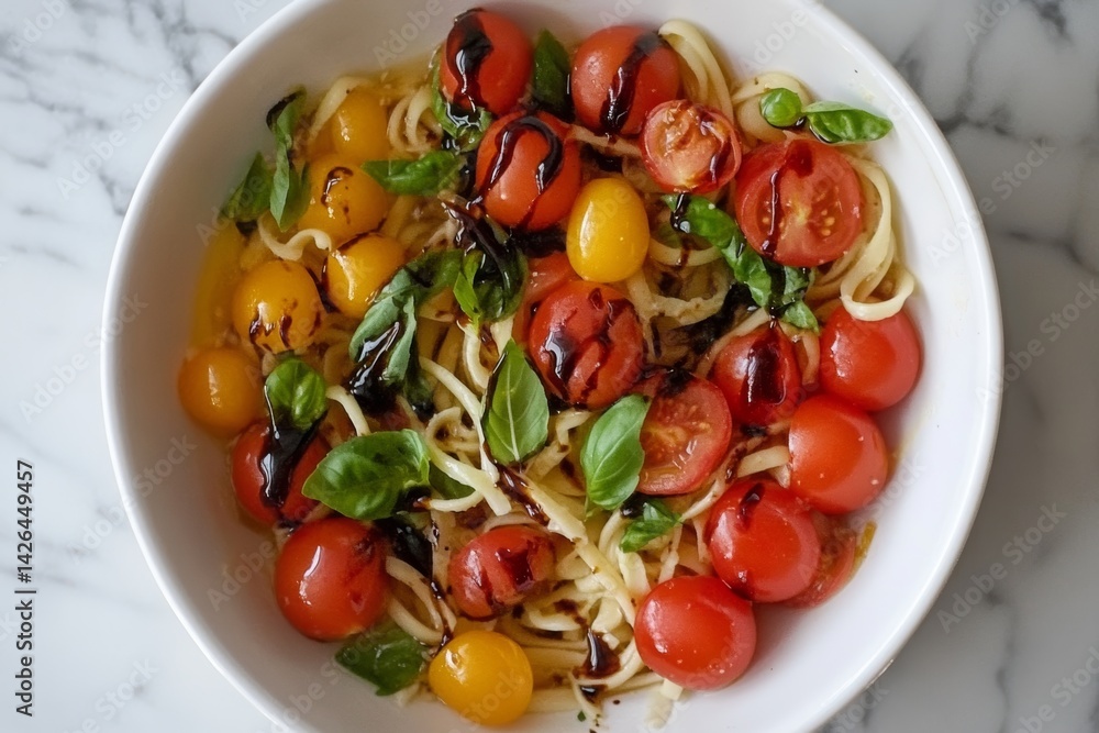 Caprese salad with balsamic glaze.