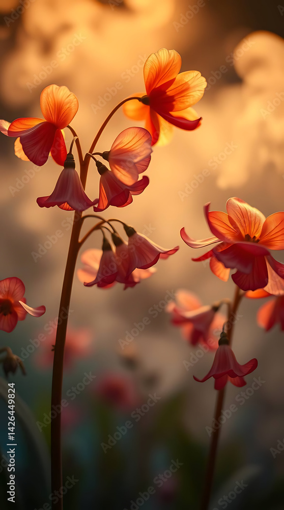 Obraz premium beautiful light spectrum of bluebells flowers, created by generative ai