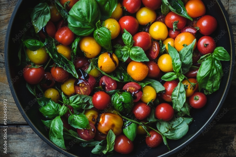 Caprese salad with balsamic glaze.