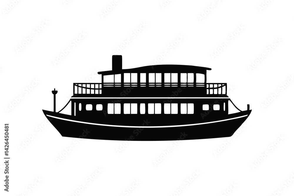 Obraz premium Riverboat silhouette illustration