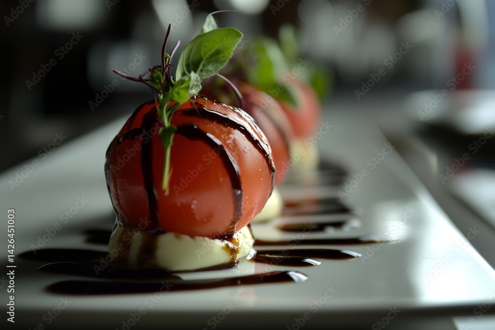 Caprese salad with balsamic glaze.