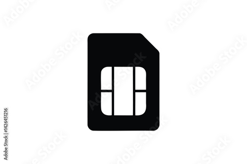 SIM card icon silhouette